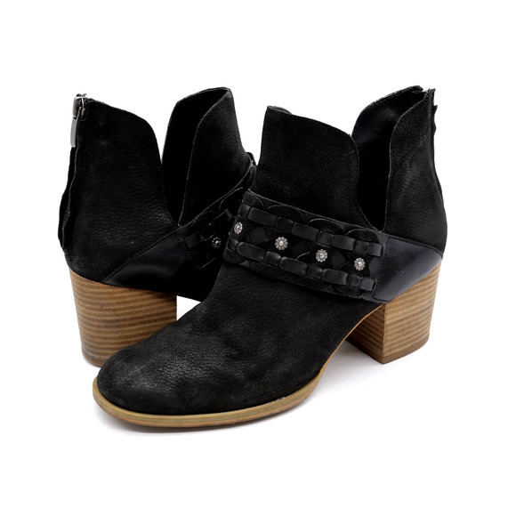 NINE WEST Womens Brown Buckle Accent Dian Pointed Toe Kitten Heel Zip-Up Leather Dress Booties M